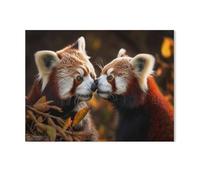 Puzzle Adulte 1000 Pièces Paysage Puzzle en Papier Puzzle en 3D，Panda Rouge - S’Embrasser，Coloré DIY Art Moderne Cadeau Spécial Déco Maison（50x70cm）-AF50