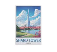 Puzzle Adulte 1000 Pièces Paysage Puzzle en Papier Puzzle en 3D，Shard Tower Londres，DIY Art Moderne Cadeau Spécial Déco Maison（50x70cm）-M92