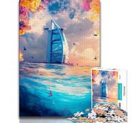 Puzzle Adulte 1000 pièces, Paysage Urbain de Dubaï, Puzzle Adolescent, Anti-Stress, séjour, Tuer Le Temps, liste de souhaits avec Le Père Noël (Taille 38x26cm)