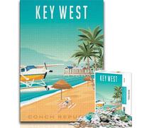 Puzzle Adulte 1000 pièces Paysage Urbain de Key West, Staycation Kill Time, Chaque pièce est Unique - Jeu Familial Stimulant et Amusant 50x75cm