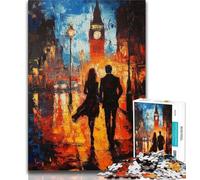 Puzzle Adulte 1000 pièces Paysage Urbain de Londres Peinture à l'huile Puzzle Adulte Anti-Stress Défi Difficile Décoration d'intérieur Unique et Cadeaux 75x50cm