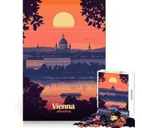 Puzzle Adulte 1000 pièces Paysage Urbain de Vienne au Coucher du Soleil (38x26cm) - Exercice cognitif - Détente Facile - Bords Nets - Idée Cadeau pour Les fêtes