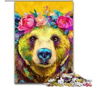 Puzzle Adulte 1000 pièces, Peinture à l'huile sur Ours Brun, pour la Famille et Les Amis, défi cérébral (Taille 50x75cm)
