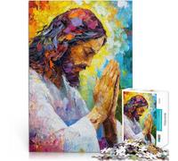 Puzzle Adulte 1000 pièces Peinture Abstraite de Jésus priant Réduction du Stress intéressante Bon Cadeau 52x38cm
