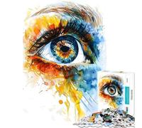 Puzzle Adulte 1000 pièces Peinture Aquarelle d'œil Puzzle 1000 pièces décoration Murale pour s'amuser en Famille Cadeau d'anniversaire Unique (38x52cm)