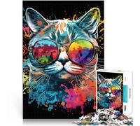 Puzzle Adulte 1000 pièces Peinture colorée pour Animaux de Compagnie Jeu de Quiz avec des pièces de Formes aléatoires entièrement imbriquées 75x50cm