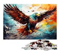 Puzzle Adulte 1000 pièces Peinture d'aigle psychédélique Puzzle avec Affiche et fiche de Questions-réponses Assorties 1000 pièces (75 x 50 cm)
