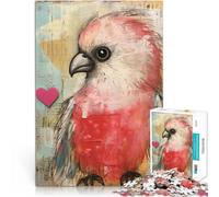 Puzzle Adulte 1000 pièces Peinture de cacatoès Rose de la Saint-Valentin Casse-tête Car C'est Un pour Toute la Famille 38x26cm