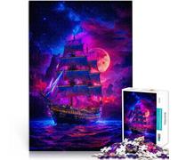 Puzzle Adulte 1000 pièces Peinture de Coucher de Soleil sur Un voilier Jeu intellectuel Liste de souhaits avec Le Père Noël 75x50cm