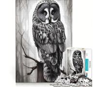 Puzzle Adulte 1000 pièces Peinture de Hibou Grand-duc, Jeu Impossible, améliore la mémoire, avec des pièces de Formes aléatoires Parfaitement emboîtables 38x52cm