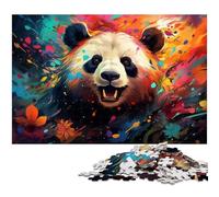 Puzzle Adulte 1000 pièces Peinture psychédélique colorée de Panda Le Puzzle avec Affiche Assortie et fiche de Questions 1000 pièces (38 x 26 cm)