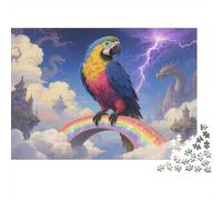 Puzzle Adulte 1000 Pièces Perroquet sur Pont Arc-en-Ciel avec Dragon 3D, Puzzle en Bois, Adultes Et Enfants À Partir De 14 Ans, Hands on Game, Art De La Décoration Moderne, Cadeau 1000pcs (75x50cm)