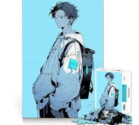 Puzzle Adulte 1000 pièces Personnage d'anime Bleu Jeu de Construction aux Bords Nets,Divertissement Relaxant,Cadeau de Noël (38x26cm)