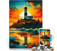 Puzzle Adulte 1000 pièces Phare au Coucher du Soleil Défi Difficile pour soulager Le Stress Améliorer la mémoire 38x26cm