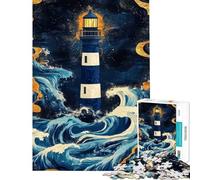 Puzzle Adulte 1000 pièces Phare Mer turbulente Puzzle Jeu Manuel Défi Difficile Offre spéciale comme Cadeau pour Toute la Famille (Taille 50x75cm)