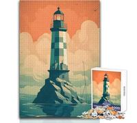 Puzzle Adulte 1000 pièces Phare Ombre Audacieuse - Jeu de détente - Idéal pour Passer Le Temps à la Maison - Cadeau de Noël Secret - Dimensions 38x26cm