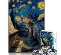 Puzzle Adulte 1000 pièces Piano Ciel Nocturne, Jeux éducatifs, décoration de la Maison, Jeu éducatif pour Anniversaire, Noël (38x26cm)