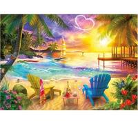Puzzle Adulte 1000 Pieces Plage paradisiaque des Amoureux - Set Collection Paysage océan et mer + Carte Tigre