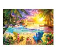 Puzzle adulte 1000 pieces plage paradisiaque des amoureux - set collection paysage océan et mer + carte tigre