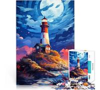 Puzzle Adulte 1000 pièces Pleine Lune et Phare Difficile Difficile Puzzle Excellent Cadeau de Noël 19,7 po x 29,5 po Convient aux Adolescents de 14 Ans et Plus