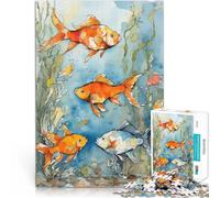 Puzzle Adulte 1000 pièces Poisson Rouge à l'aquarelle pour Le Jeu éducatif Challenge Toy Liste de souhaits avec Le Père Noël 75x50cm