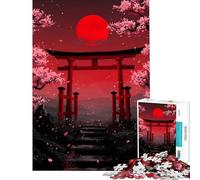 Puzzle Adulte 1000 pièces Porte Torii Japonaise avec Fleurs de Cerisier Puzzle 1000 pièces Décoration intérieure Jouet Défi Difficile Cadeau pour Amis et Famille (38x26cm)