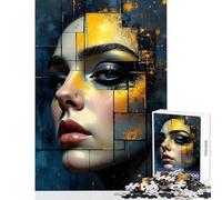 Puzzle Adulte 1000 pièces Portrait Abstrait avec éléments géométriques Puzzle 1000 pièces Jeu Manuel Excellent Cadeau pour l'analyse et la logique (38x26cm)