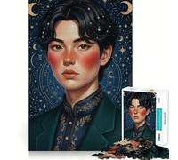 Puzzle Adulte 1000 pièces Portrait céleste d'un Jeune Homme Coupe serrée Jeu de résolution de problèmes Amusant et de Loisirs Décoration d'anniversaire Cadeau (50x75cm)