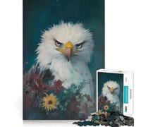 Puzzle Adulte 1000 pièces Portrait d'aigle à tête Blanche Découpe précise Art Activité cérébrale Jeu Amusant et Relaxant Décoration de Noël pour la Maison (38x26cm)