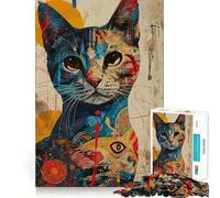 Puzzle Adulte 1000 pièces Portrait d'amoureux des Chats Jeu de précision Jouet cérébral Intelligent pour Passer Le Temps Libre Cadeau d'anniversaire pour l'esprit (38x52cm)