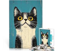 Puzzle Adulte 1000 pièces Portrait de Chat Vintage Curieux Jouets de Jeu pour Cadeau Familial est idéal comme Cadeau pour Toute la Famille 50x70cm