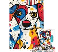 Puzzle Adulte 1000 pièces Portrait de Chien Pop Art Défi éducatif Course de Vitesse Manuelle Jeu Impossible pour Les 14 Ans et Plus (50x75cm)