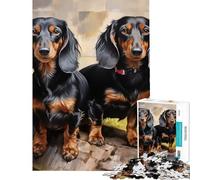 Puzzle Adulte 1000 pièces Portrait de Deux teckels Idéal pour Un Anniversaire Noël décoration intérieure Jeu Familial à partir de 14 Ans Dimensions : 50x75cm