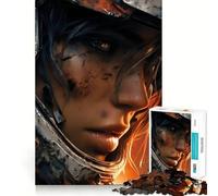 Puzzle Adulte 1000 pièces Portrait de guerrière de Science-Fiction blessée Jeu de Stimulation Cognitive Conception ajustée sans Espace Cadeau d'anniversaire Casse-tête (50x75cm)