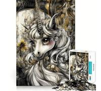 Puzzle Adulte 1000 pièces Portrait de Licorne Mystique Jeu de réflexion Soulagement des tensions Design à Assembler Joli Cadeau (38x26cm)