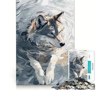 Puzzle Adulte 1000 pièces Portrait de Loup dans l'eau Abstraite Jeu de Stimulation Cognitive Emboîtement précis sans espaces Activité apaisante pour la Pause mentale (50x75cm)