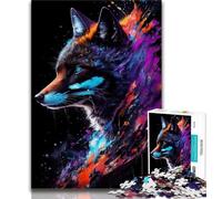 Puzzle Adulte 1000 pièces Portrait de Renard Noir et Roux 1000 pièces Anti-Stress défi Difficile décoration d'intérieur Unique et Cadeaux 75x50cm