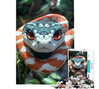 Puzzle Adulte 1000 pièces Portrait de Serpent Orange et Blanc Jeu éducatif captivant pour cultiver la Patience Cadeau pour Femmes et Hommes décoration Murale (Taille 38x26cm)
