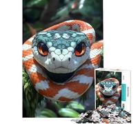 Puzzle Adulte 1000 pièces Portrait de Serpent Orange et Blanc Jeu éducatif captivant pour développer la Patience Cadeau pour Femmes et Hommes décoration Murale (Taille 50x75cm)