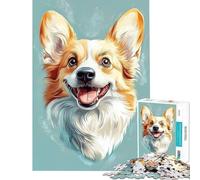 Puzzle Adulte 1000 pièces Portrait de Welsh Corgi Jeu Impossible Défi d'intelligence cérébrale Jouet addictif Cadeau d'anniversaire pour s'amuser en Famille (Dimensions 38x26cm)