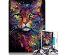Puzzle Adulte 1000 pièces Portrait Difficile d'un Beau Chat Puzzle 1000 pièces activité Amusante pour la Maison Jouets pour Les Jours de Pluie Cadeaux d'anniversaire 38x26cm