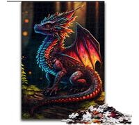 Puzzle Adulte 1000 pièces Portrait Dragon Mignon en Bois, idéal pour s'amuser en Famille, se détendre et Offrir des Cadeaux de Noël 50x75cm pour Les Adolescents et Les familles, Cadeau de Noël idéal