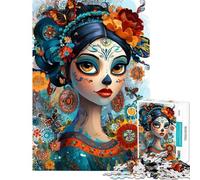 Puzzle Adulte 1000 pièces Portrait du Jour des Morts Puzzle Manuel Défi Difficile Offre spéciale comme Cadeau pour Toute la Famille (Taille 38x26cm)