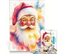 Puzzle Adulte 1000 pièces Portrait du Père Noël à l'aquarelle Jeu Manuel Difficile et Stimulant idéal comme Cadeau pour Toute la Famille 38x52cm