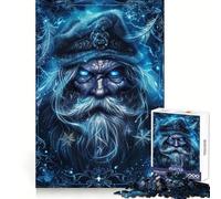 Puzzle Adulte 1000 pièces Portrait du Père Noël Magicien d'hiver dans des Tons Bleus, 38x26cm, idéal pour Une réflexion stratégique et Une évasion en Pleine Conscience Un Cadeau Parfait