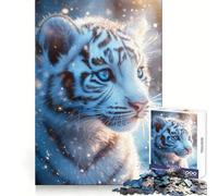 Puzzle Adulte 1000 pièces Portrait d'un bébé Tigre Blanc Jeu de stratégie, réflexion et évasion Ajustement précis Idée Cadeau (38x52cm)
