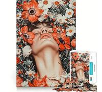 Puzzle Adulte 1000 pièces Portrait Floral d'homme Sexy Jeu d'exercice Mental Assemblage Relaxant Cadeau de Noël 38x52cm