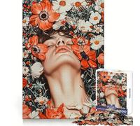 Puzzle Adulte 1000 pièces Portrait Floral d'homme Sexy Jeu d'exercice Mental Assemblage Relaxant Cadeau de Noël 38x52cm