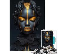 Puzzle Adulte 1000 pièces Portrait Visage doré pour Anniversaire Noël Jeu de précision à découper et à Manipuler à partir de 14 Ans (50x75cm)