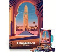 Puzzle Adulte 1000 pièces Poster de la mosquée de Casablanca Jeu de précision Jouet cérébral Intelligent Cadeau d'anniversaire idéal pour se détendre (50x75cm)